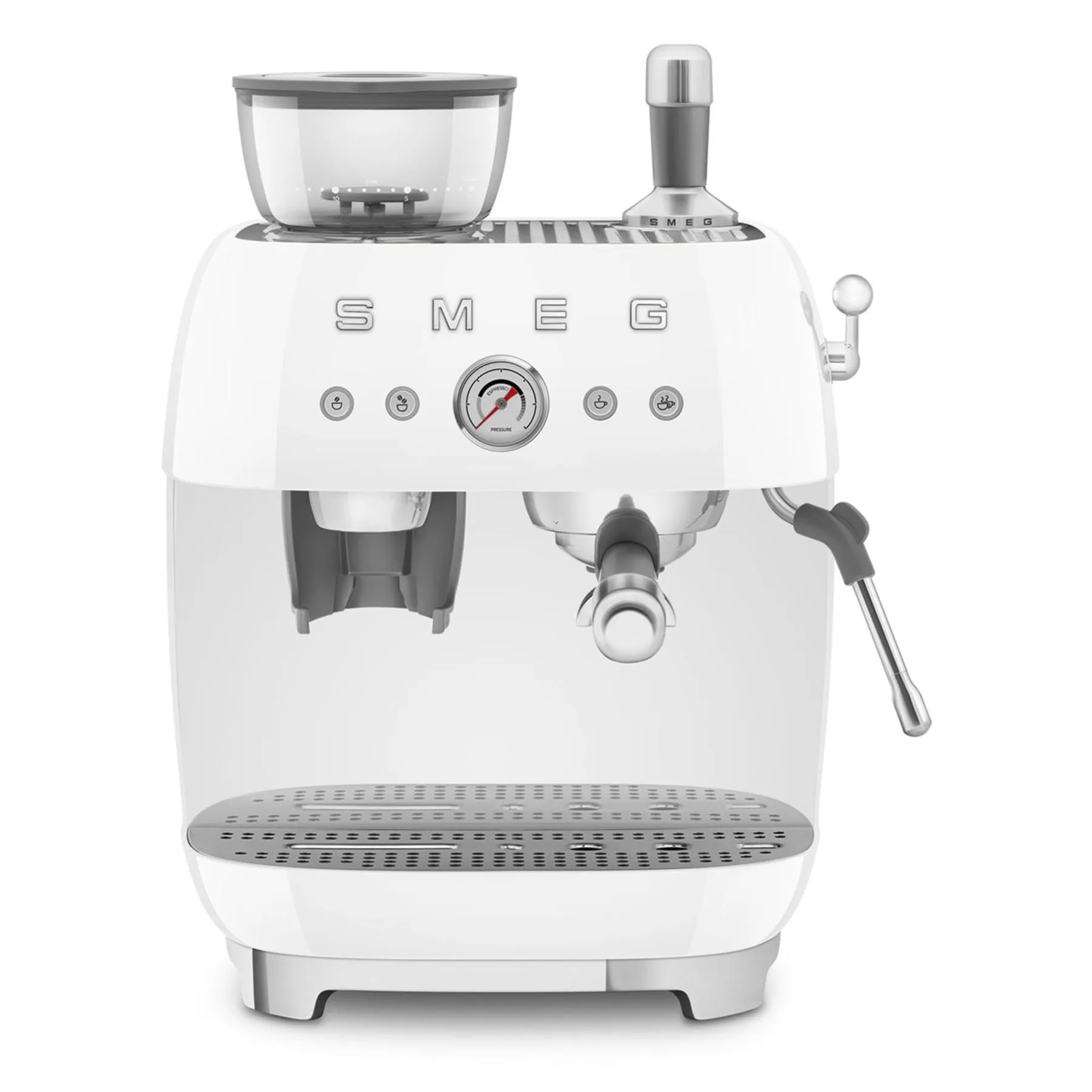 SMEG Manual Espresso Coffee Machine with Grinder - White