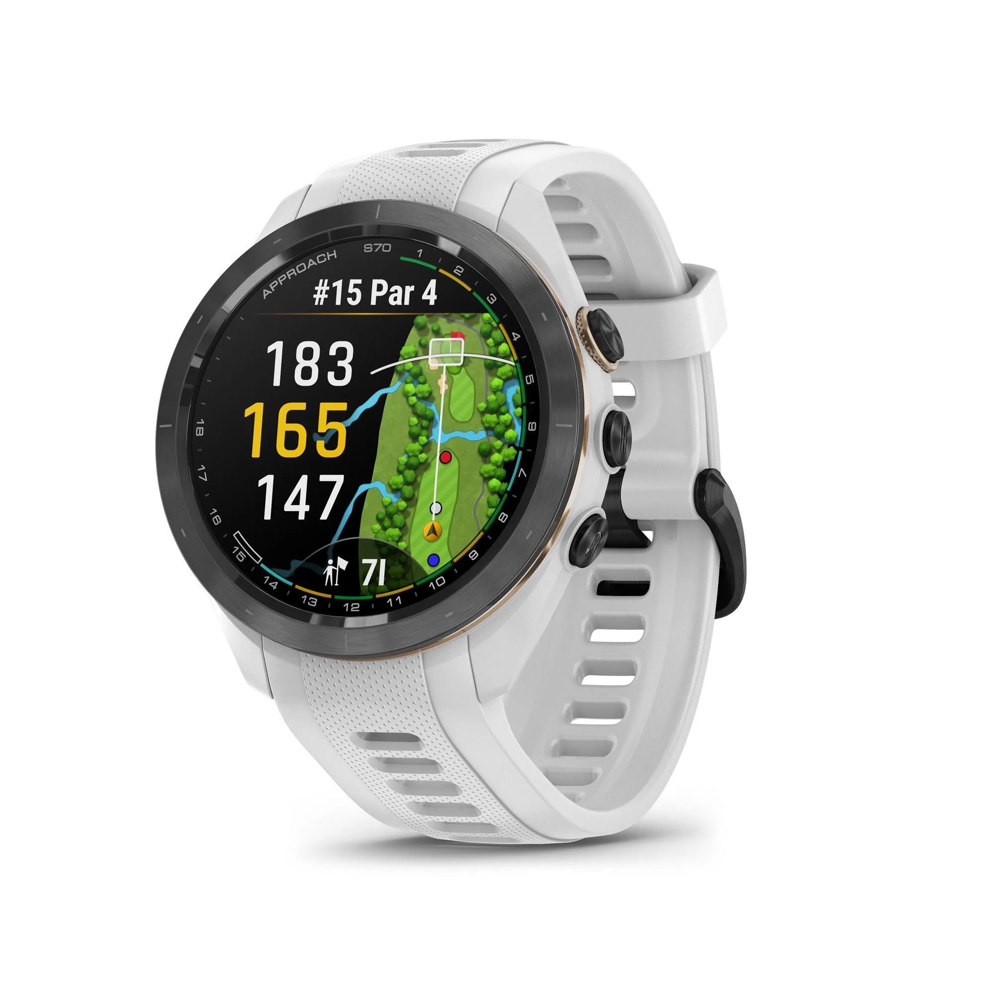 Garmin Approach S70 42Mm Golf Watch Black Bezel W/ White Silicone Band
