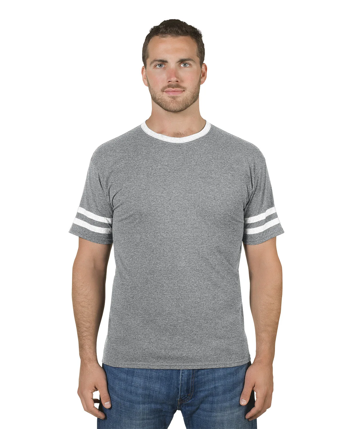 Jerzees Adult TRI-BLEND Varsity Ringer T-Shirt view 4