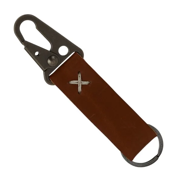 Busker Leather Keychain with Antique Nickel Carabiner view 3