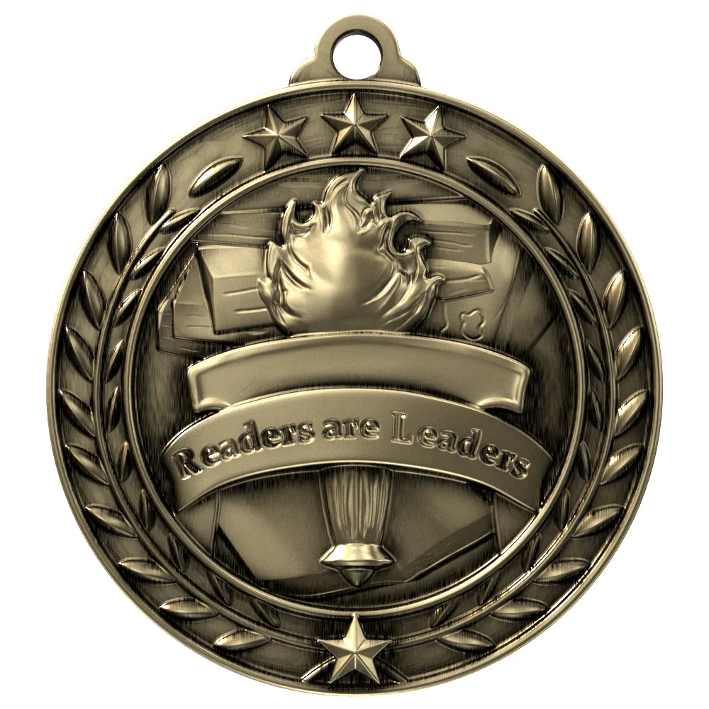 Antique Readers Are Leaders Wreath Award Medallion (1-3/4")