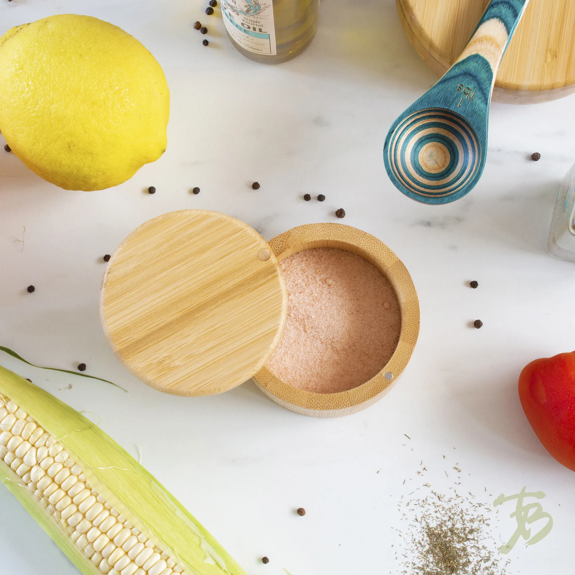 Round Salt Box w/Magnetic Swivel Lid view 2