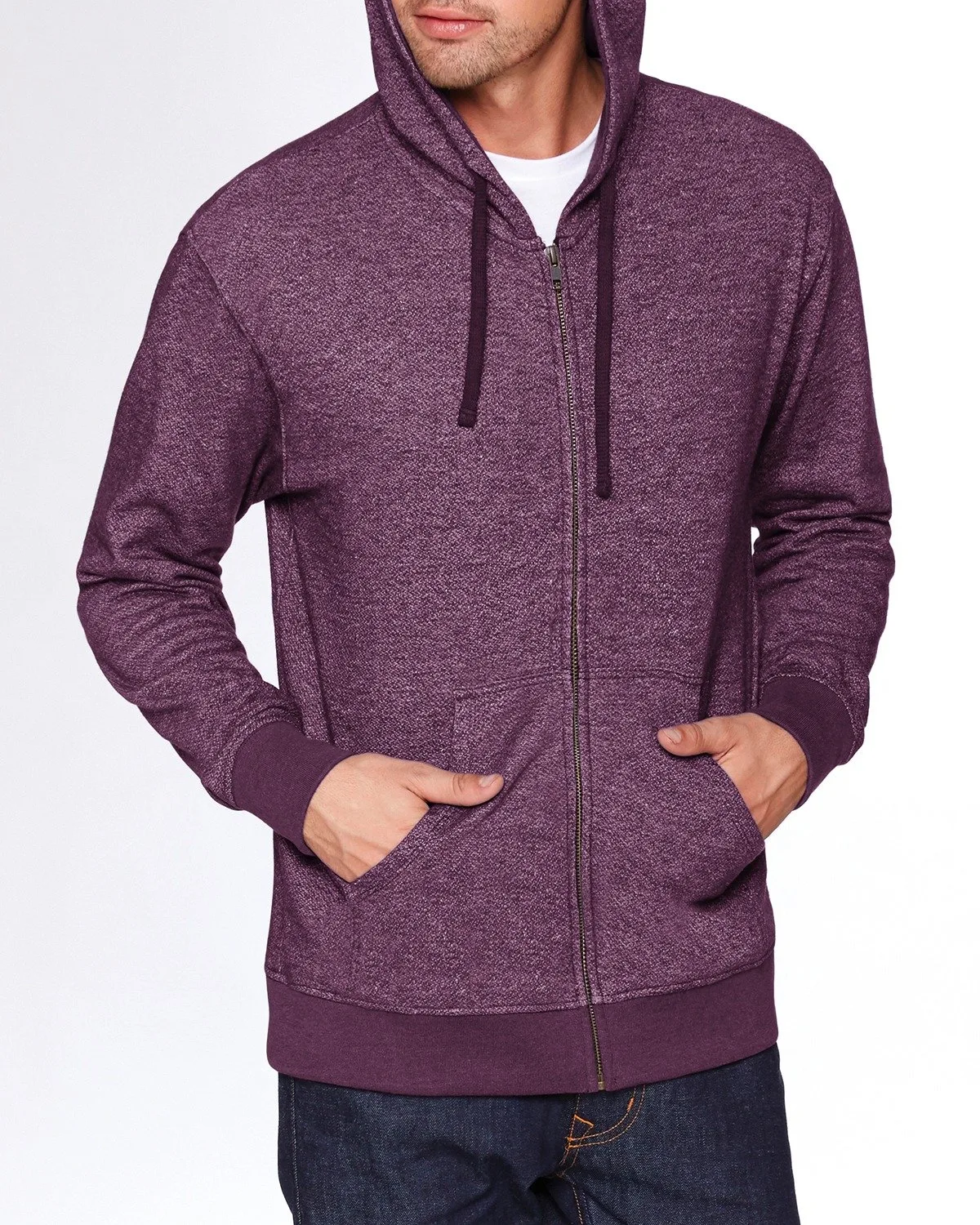 NEXT LEVEL APPAREL Adult Pacifica Denim Fleece Full-Zip Hooded Sweatshirt view 4