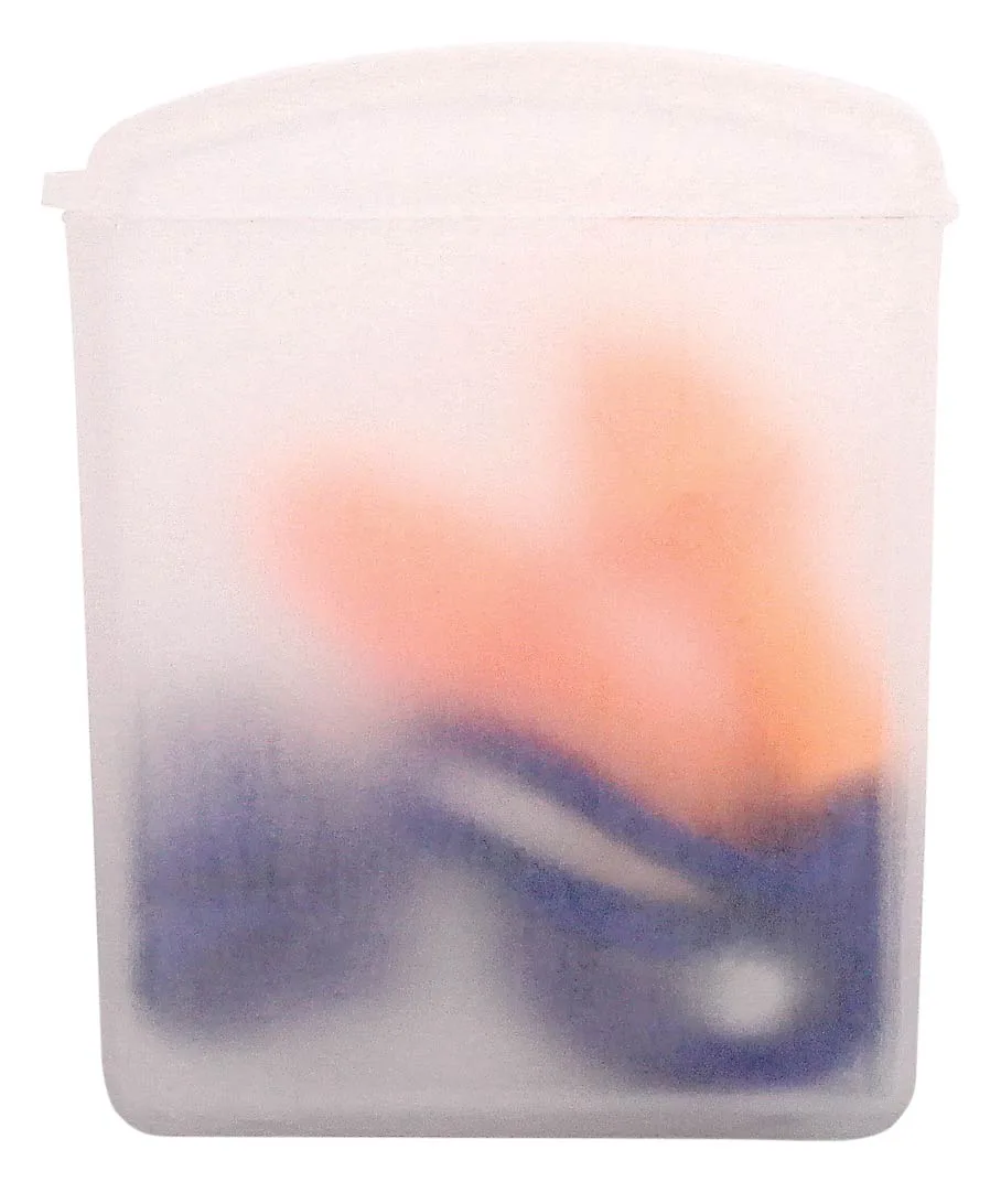 Silicone Earplugs w/Blue Nylon Cord and Clear Clip Case view 2