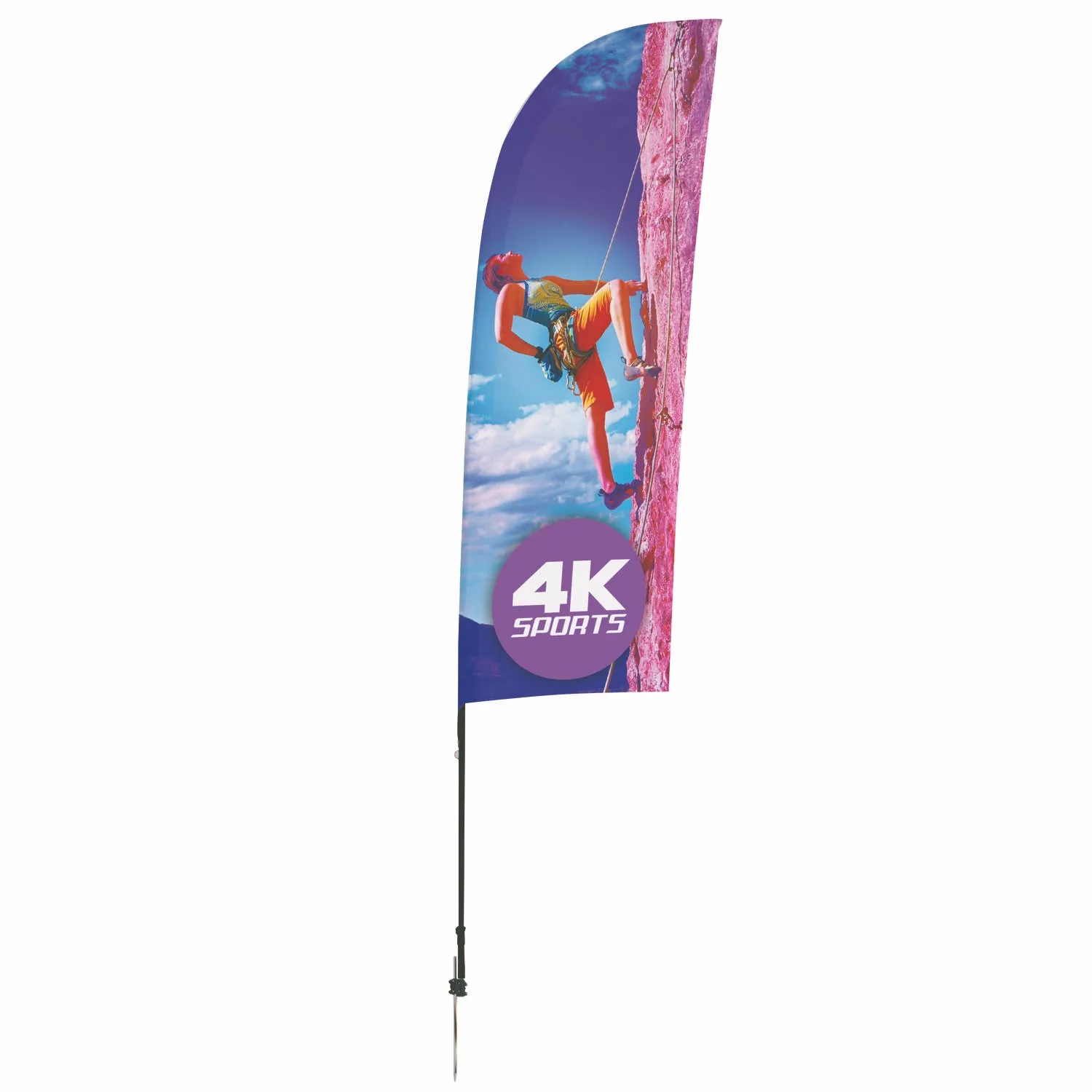 9' Streamline Blade Sail Sign Flag, 1-Sided, Ground Spike