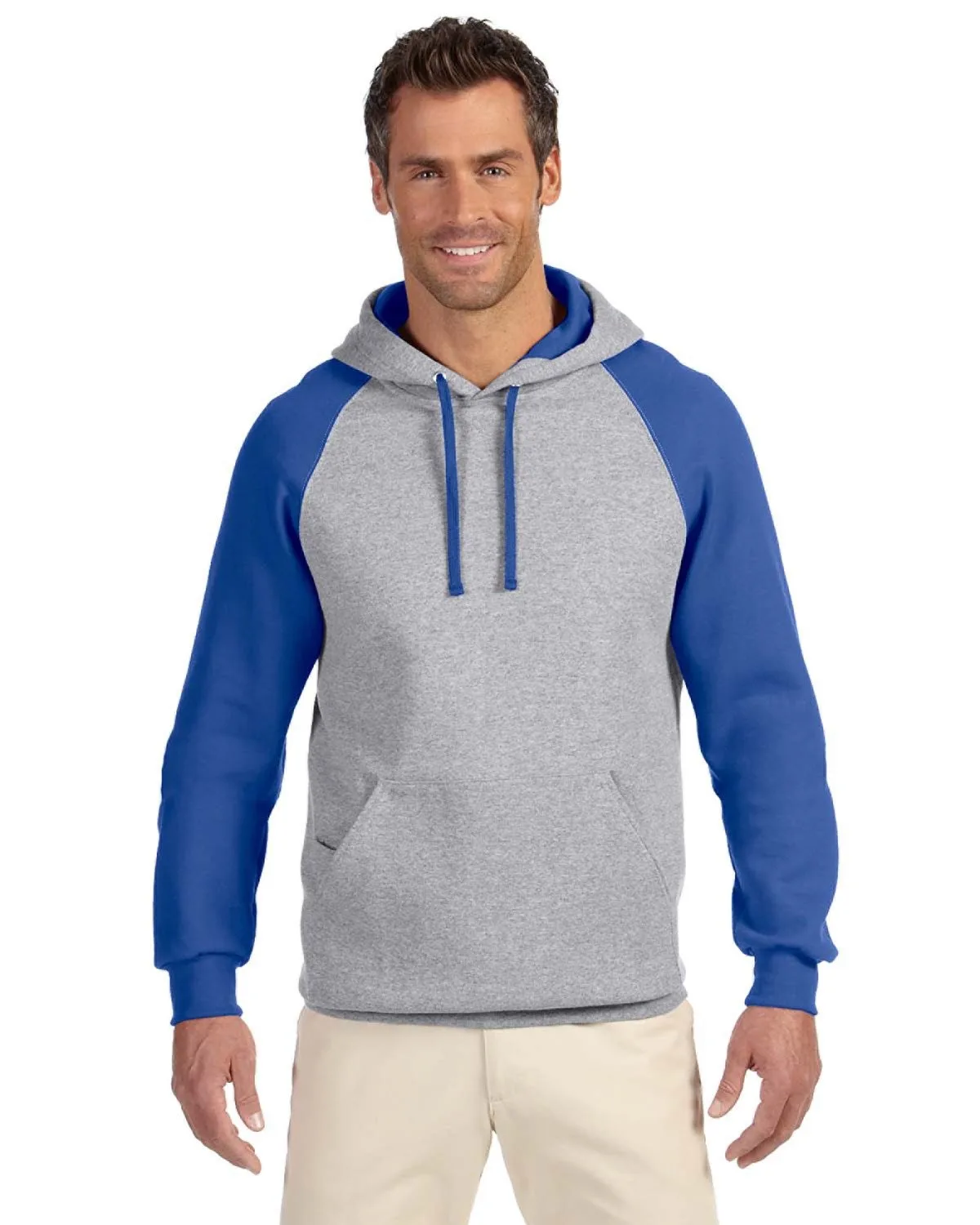 Jerzees Adult NuBlend® Colorblock Raglan Pullover Hooded Sweatshirt view 3