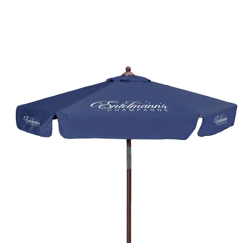 7' Wood Look Tilting Market Umbrella Kit With Valance 6 Imp