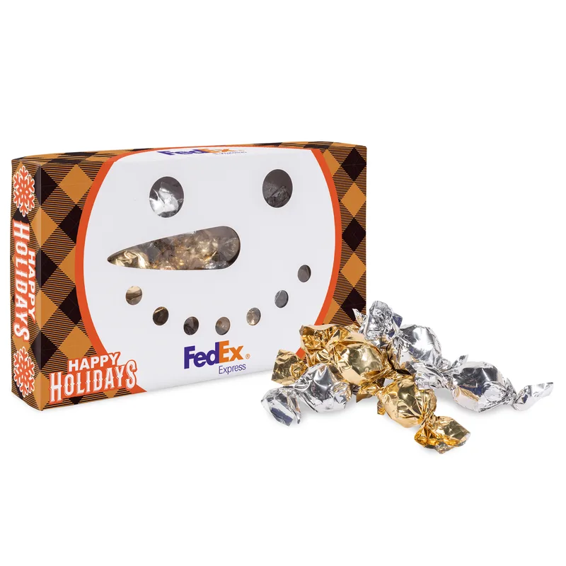 Snowman Die Cut Box with Twist Wrapped Truffle