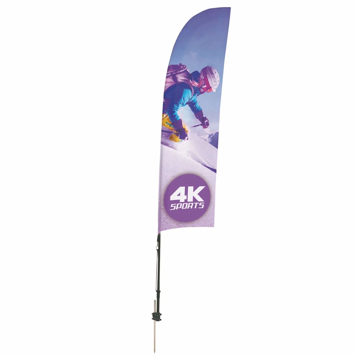 7' Streamline Blade Sail Sign Flag, 1-Sided, Ground Spike