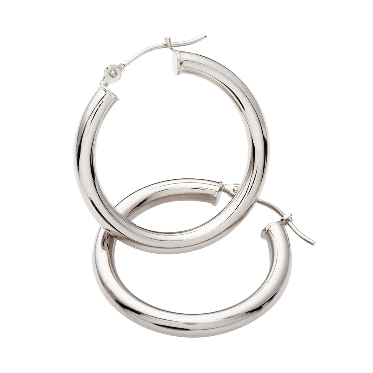 Jilco Inc White Gold Hoop Earrings - 30mm